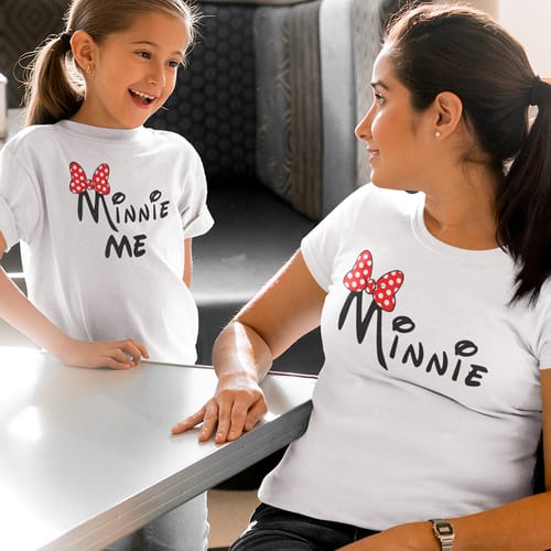 Двойка тениски за 8 Март с текст: Minnie/Minnie Me