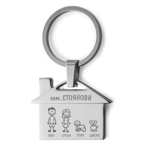 Семейни ключодържатели - къща (тати, мама, бебе момче, куче)