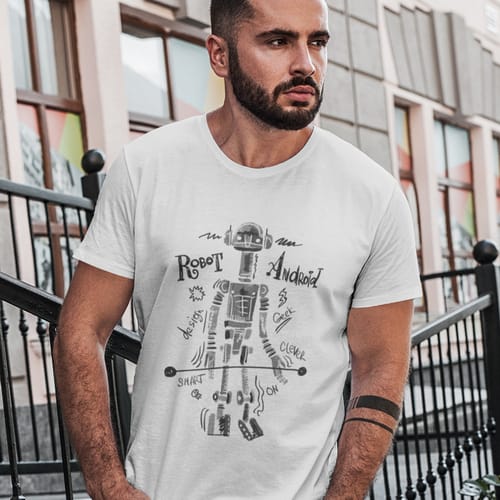 Мъжка лятна тениска - "Robot Android"