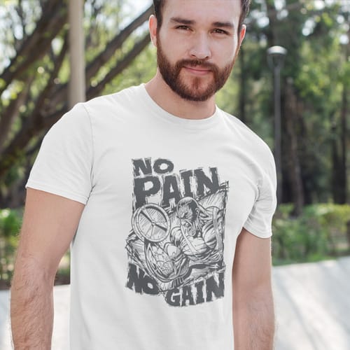 Мъжка лятна тениска - "No pain no gain"