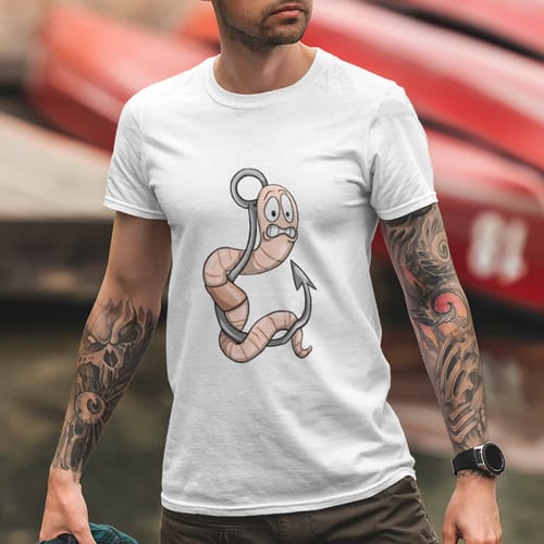 Тениска за рибар "Червей на кукичка"