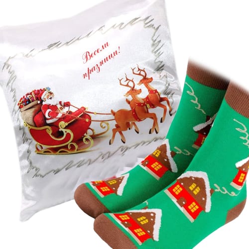 Възглавничка и чорапи - Коледен комплект, модел 6