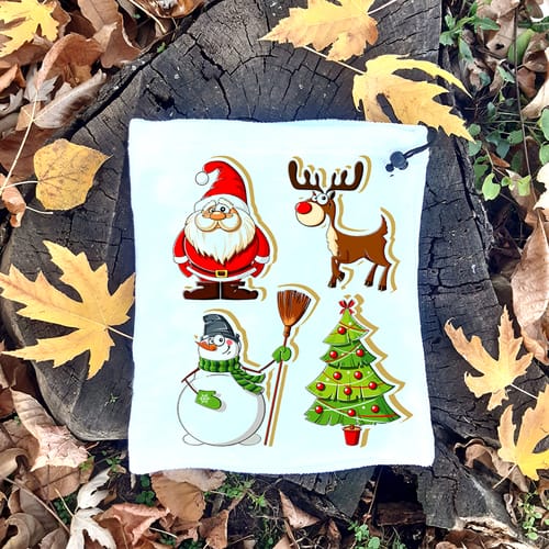 Поларен, мек и топъл бъф-шал-бандана - Снежен човек, Елен, Дядо Коледа и елха
