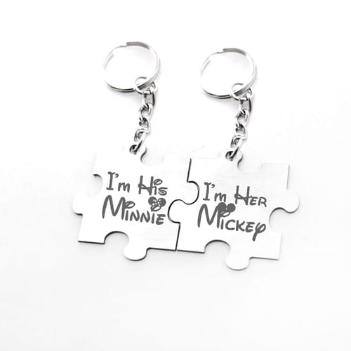 Комплект ключодържатели парчета от пъзел: "I'm his Minnie/ I'm her Mickey"