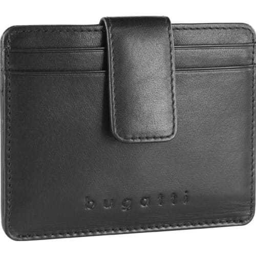 Калъф за кредитни карти Bugatti Primo, RFID, естествена кожа, черен