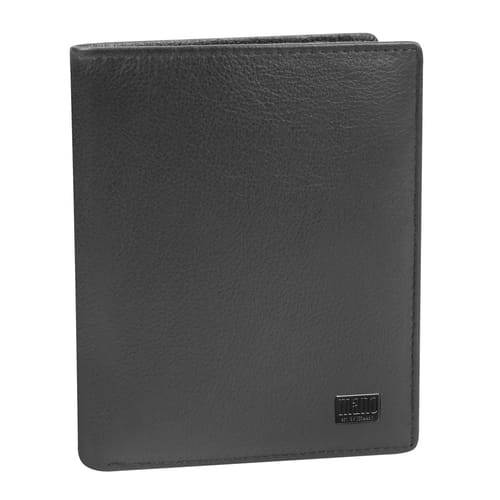 Вертикален портфейл MANO Certo, RFID, естествена кожа, черен