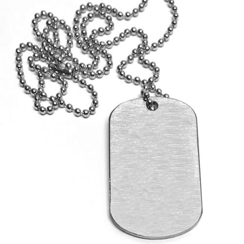 Военна плочка (dog tag) от 2мм. стомана сатен