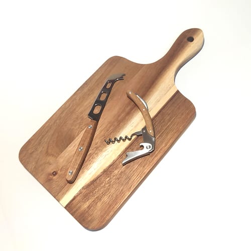 Комплект от дъска за рязане, нож и тирбушон
