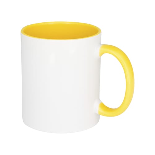 Порцеланова чаша - жълта вътре с жълта дръжка