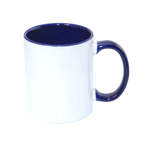 Порцеланова чаша - тъмно синя вътре с тъмно синя дръжка