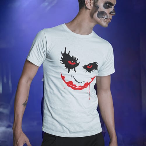 Тениска за Хелоуин, мъжка "усмивка Жокер"