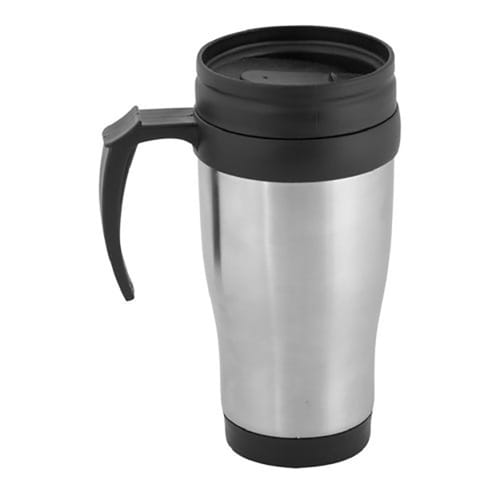 Метална термо чаша, стомана с черен капак Traveler