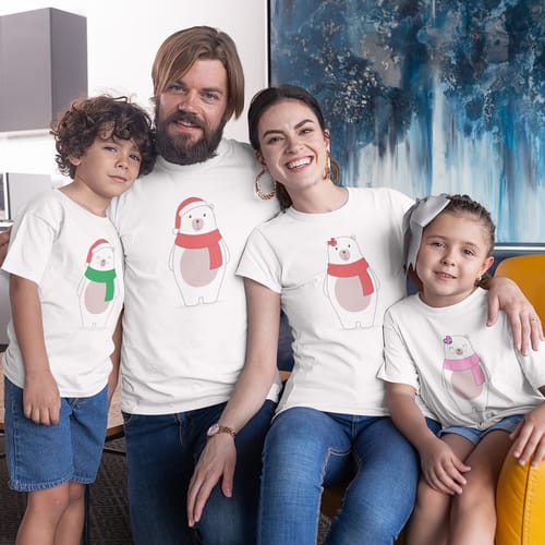 Комплект семейни Коледни тениски, дизайн Мечета (3 или 4 тениски)