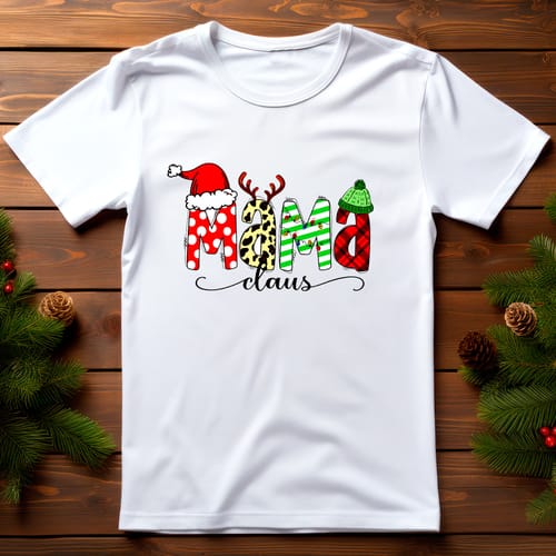Коледна тениска със забавен дизайн, "MAMA claus"
