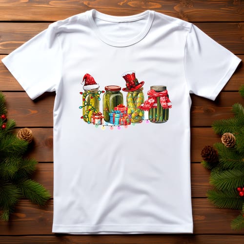 Коледна тениска със забавен дизайн, кисели краставички