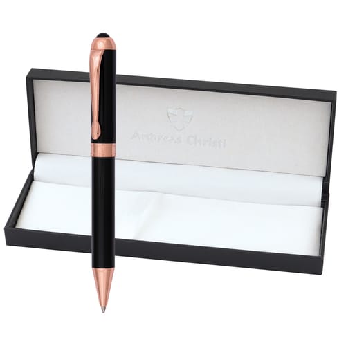 Химикалка CAPEL в кутия, гравирана по Ваша идея 2240, черна и розово злато