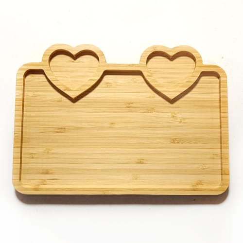 ❤️ Бамбукова дъска за сервиране с две сърца