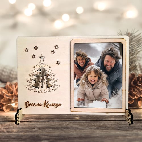 🎄Коледна, дървена, гравирана, картичка с Ваша снимка 🎁