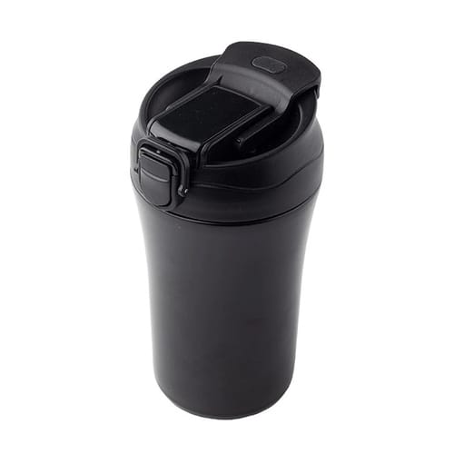 Термочаша с бутон за отваряне и сламка 400 ml, черна