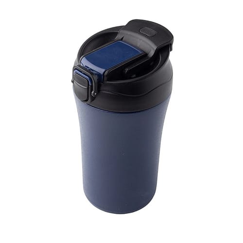 Термочаша с бутон за отваряне и сламка 400 ml, синя