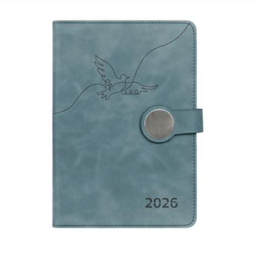 Кожен органайзер Планер A5, с дати, с магнитно закопчаване, син 