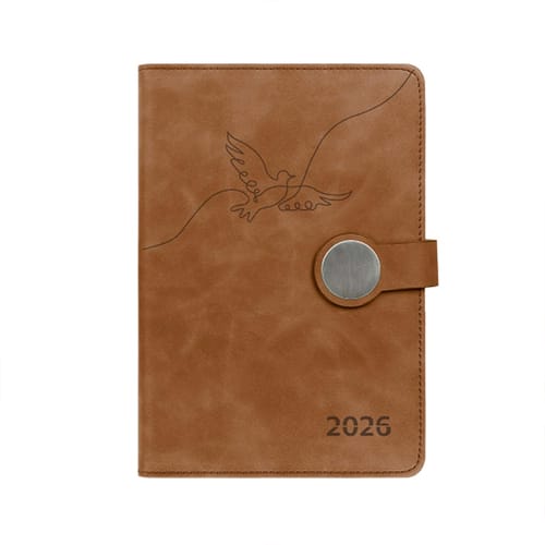 Кожен органайзер Планер A5, с дати, с магнитно закопчаване, кафяв