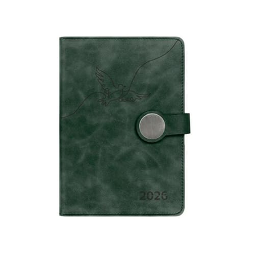 Кожен органайзер Планер A5, с дати, с магнитно закопчаване, зелен