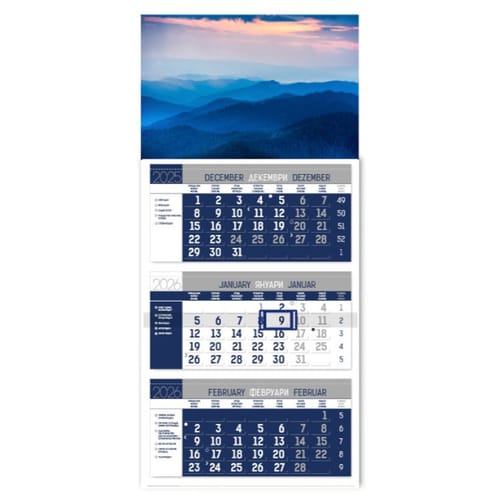 Календар за стена, тип работен - ПРЕСТИЖ - син 