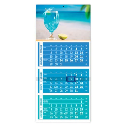 Календар за стена, тип работен - COLORE - син