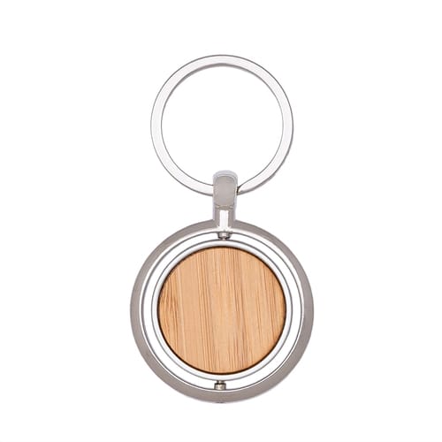 Ключодържател въртящ се кръг метал и бамбук