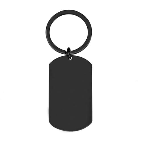 Метален ключодържател военна плочка, черна, 4 см