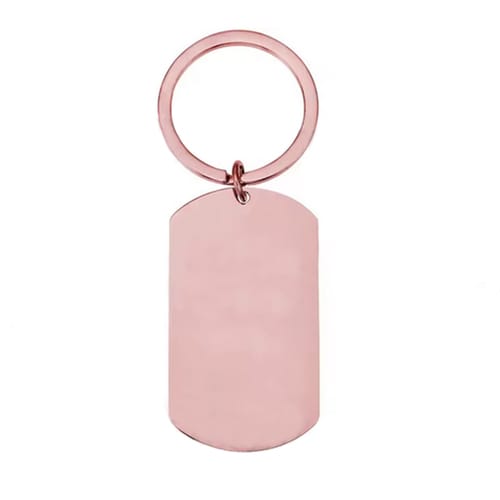 Метален ключодържател военна плочка, розово злато, 4 см