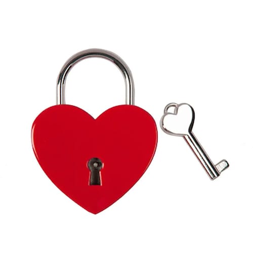 Катинар сърце червен, със сребрист ключ ❤️🔒