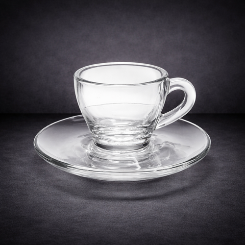 Стъклена чаша за еспресо с чинийка – 80 мл, 9540