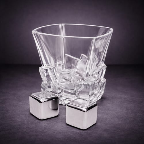 Комплект UniQue: Чаша Bohemia Crystal Crack и две стоманени кубчета