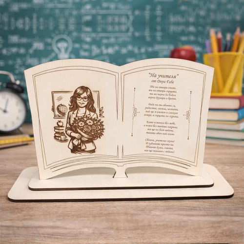 Гравиран, дървен плакет за учителка