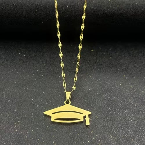 🎓 Колие шапка за завършване, златисто | Малък символ на голям успех