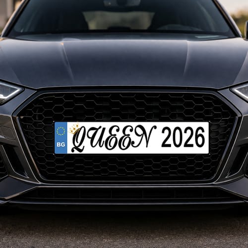 🎓Номер за кола с надпис "Queen 2026"| стилен финал на абитуриентската вечер