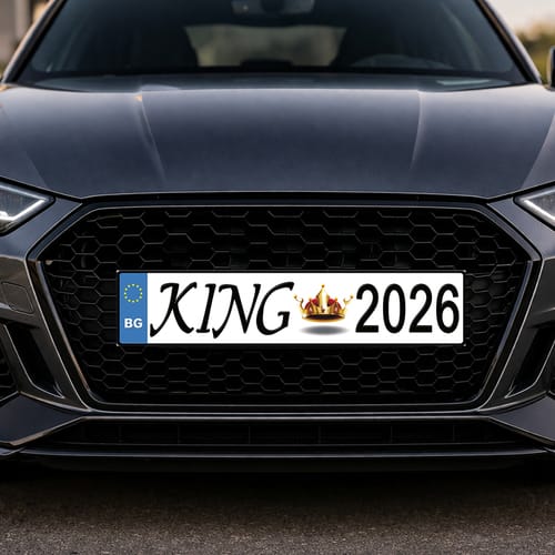🎓Номер за кола с надпис "King 2026"| стилен финал на абитуриентската вечер