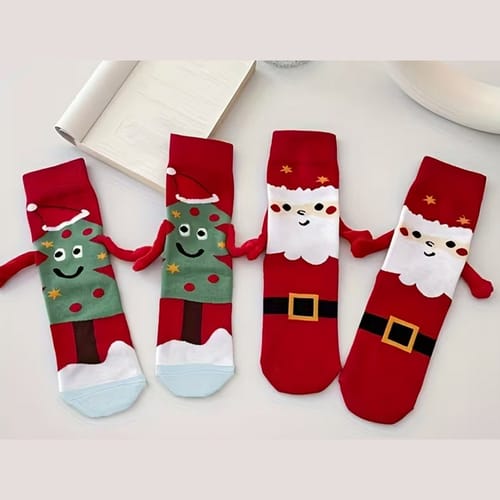 Коледни чорапи с магнитни ръчички – комплект за двама ❤️🎄
